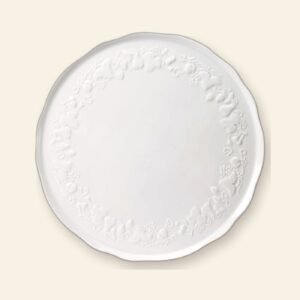 Plat à tarte grand modèle California Deshoulières 33 cm — porcelaine de Limoges blanche, fabriquée en France