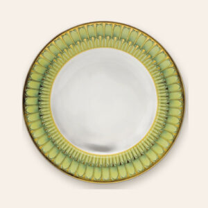 Assiette creuse à aile Arcades vert - Deshoulières