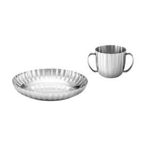 Set enfant assiette + tasse inox signé Bernadotte