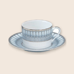tasse et soucoupe a the arcades gris platine deshoulieres premium