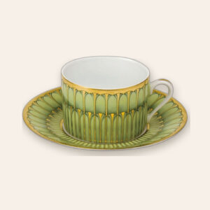 Tasse et soucoupe à thé Arcades vert - Deshoulières