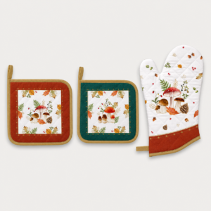 Set textile 2 maniques + 1 gant four 100% coton Autumn Breeze
