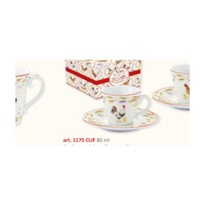 Set 2 tasses à café 80 ml + soucoupes Country Life (boîte cadeau)