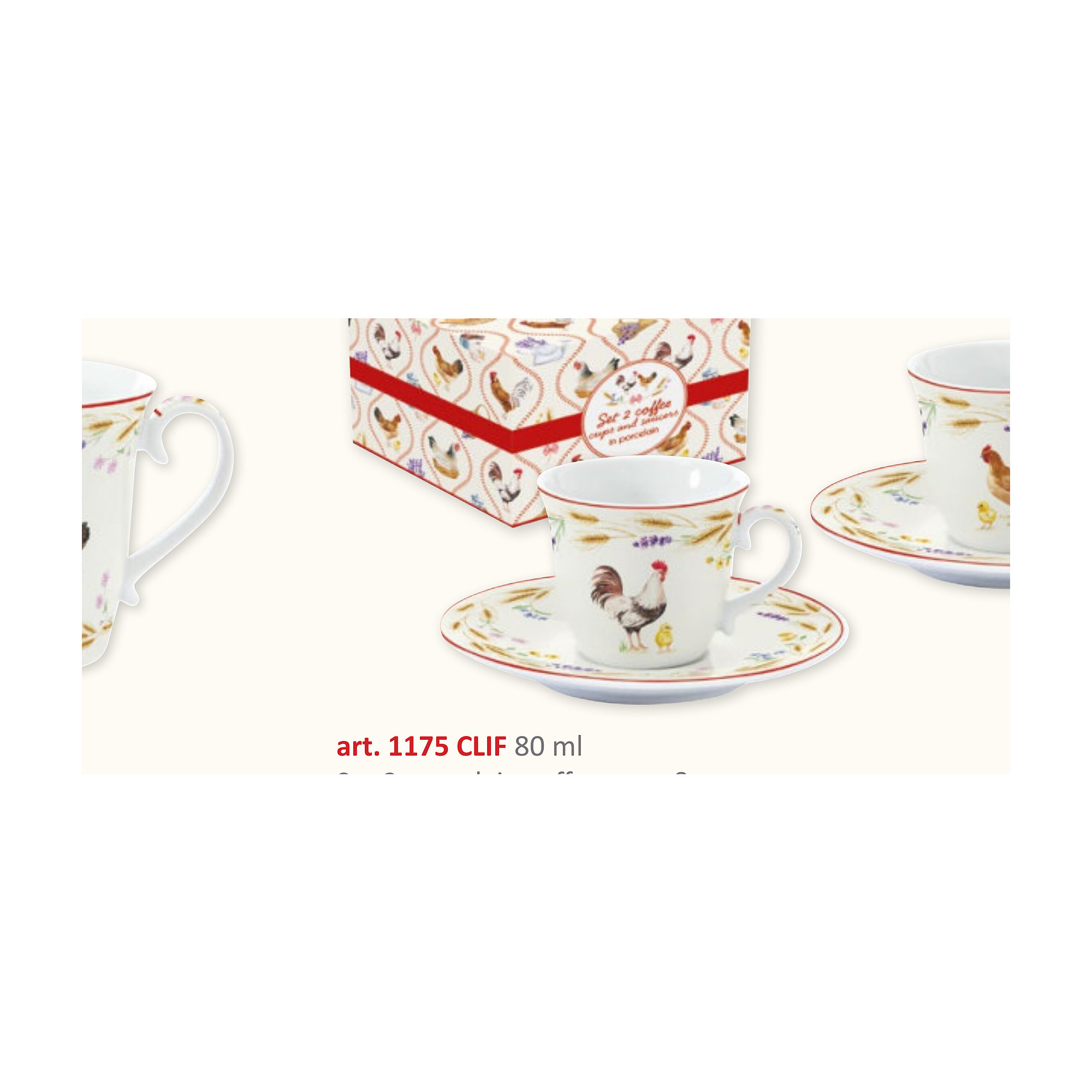 set 2 tasses à café 80 ml + soucoupes country life (boîte cadeau) Set 2 tasses à café 80 ml + soucoupes Country Life (boîte cadeau)
