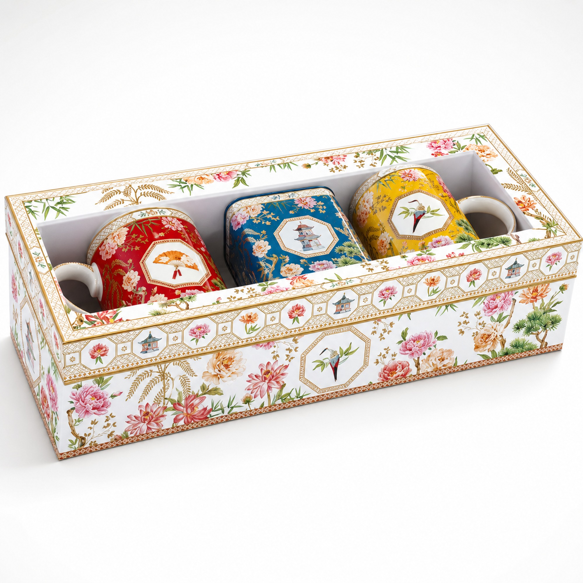 set 2 mugs 350ml avec boîte à thé jardins d'orient Set 2 mugs 350ml avec boîte à thé Jardins d’Orient