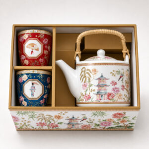 Théière 600ml + 2 tasses 160ml et infuseur Jardins d&rsquo;Orient