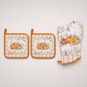 set textile 2 manique + 1 gant four 100% coton harvest