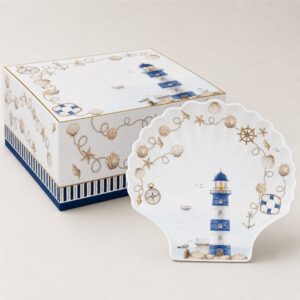 Plat de service carré 28×27 Blue Lighthouse