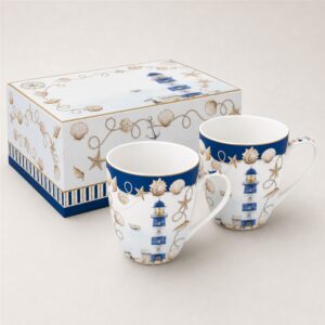 Set 2 mugs 350ml Blue Lighthouse