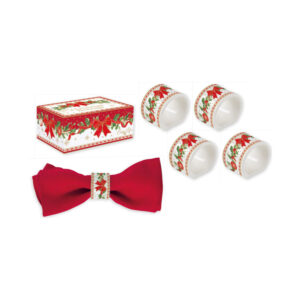 Set 4 ronds de serviette en porcelaine Ø4,5 cm — collection Héritage Christmas Easy Life