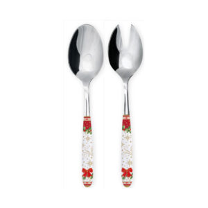 Couverts à salade 2 pièces manche décoré porcelaine — collection Héritage Christmas Easy Life