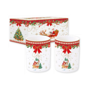 Set 2 photophores en porcelaine Ø6,5 h9 cm — collection Héritage Christmas Easy Life