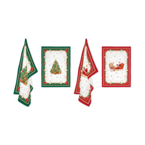 Set 2 torchons 100% coton 50x70 cm — collection Héritage Christmas Easy Life