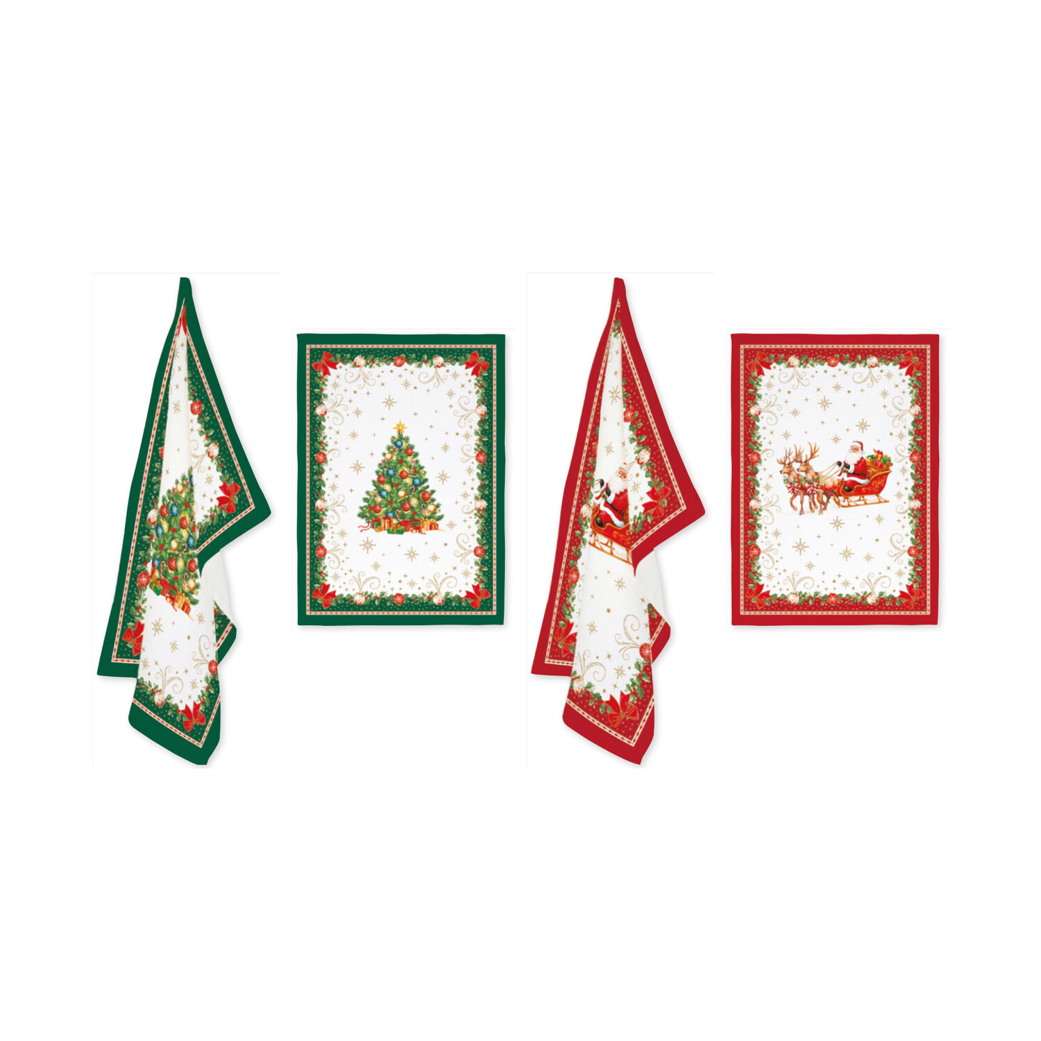 Set 2 torchons 100% coton 50x70 cm — collection Héritage Christmas Easy Life