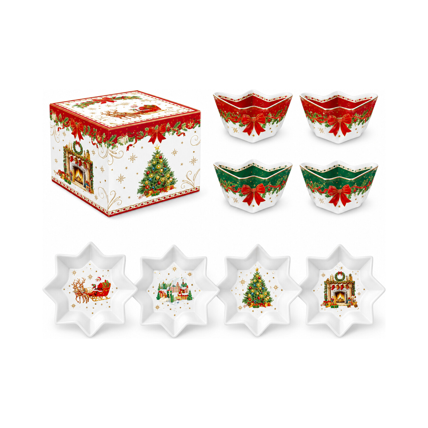 Set 4 bols en porcelaine Ø11 cm — collection Héritage Christmas Easy Life