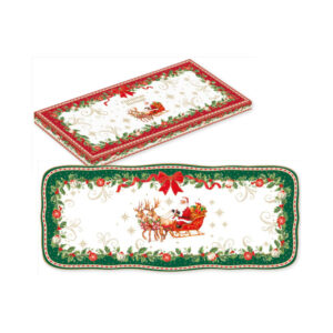 Plat de service rectangulaire en porcelaine 36x15 cm — collection Héritage Christmas Easy Life