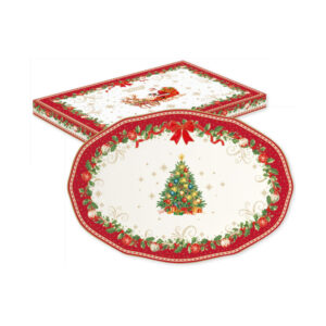 Plat de service ovale en porcelaine 36x25 cm — collection Héritage Christmas Easy Life