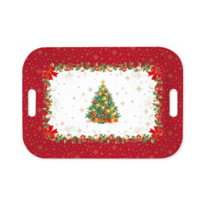 Plateau à anses rouge sapin 47x33 cm — collection Héritage Christmas Easy Life