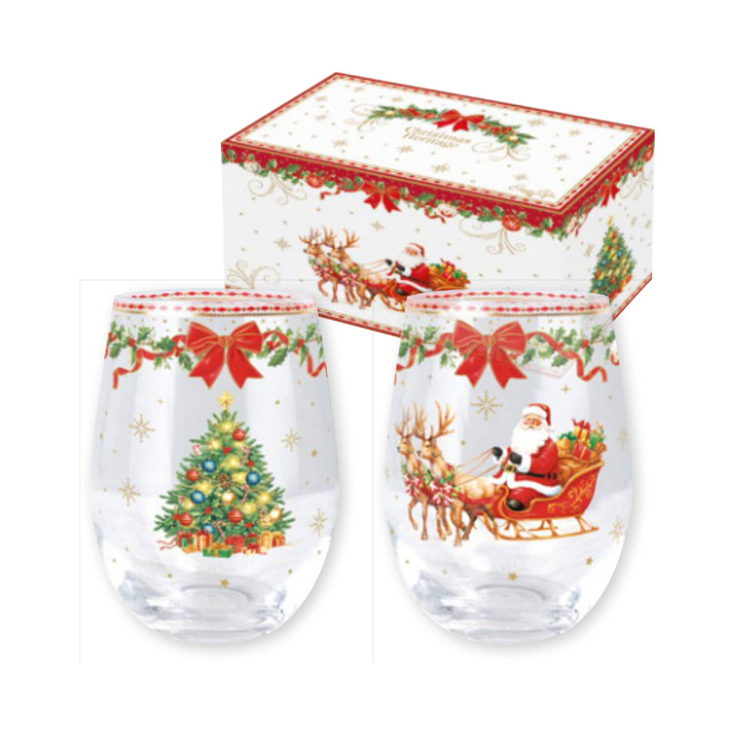 Set 2 verres décorés 500 ml — collection Héritage Christmas Easy Life