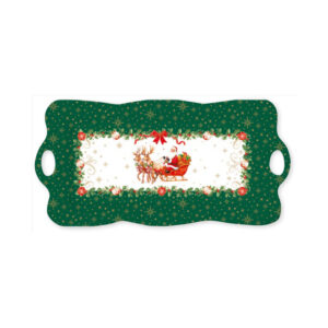 Plateau à anses vert traîneau 42x20 cm — collection Héritage Christmas Easy Life