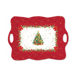 Plateau à anses rouge sapin 53x38 cm — collection Héritage Christmas Easy Life