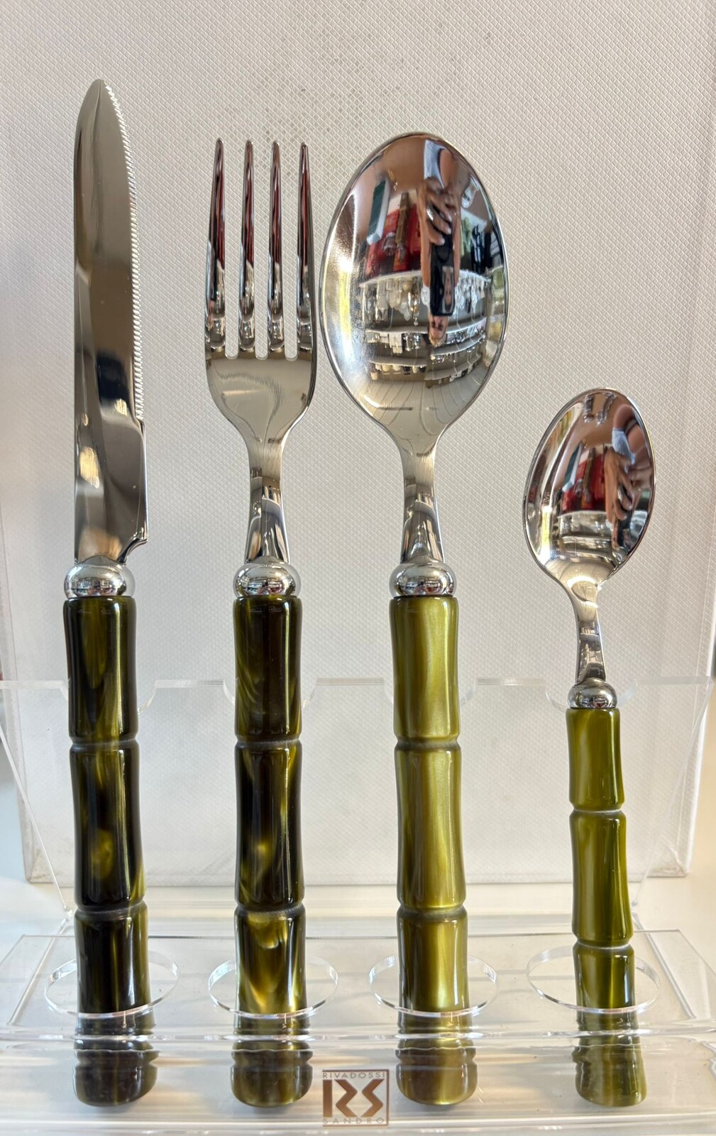 Couverts Rivadossi Bamboo manche vert olive