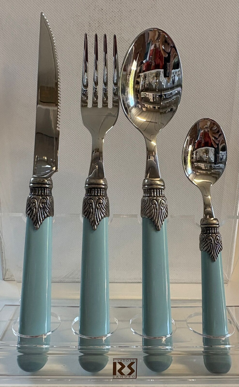 Couverts Rivadossi Classic manche turquoise