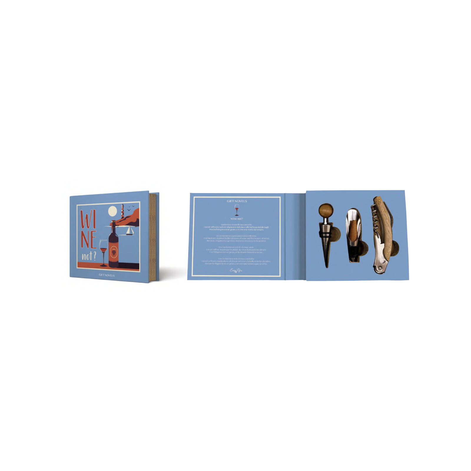 Coffret Sommelier Gift Novels - Bouchon, Tire-bouchon & Verseur - Easy Life