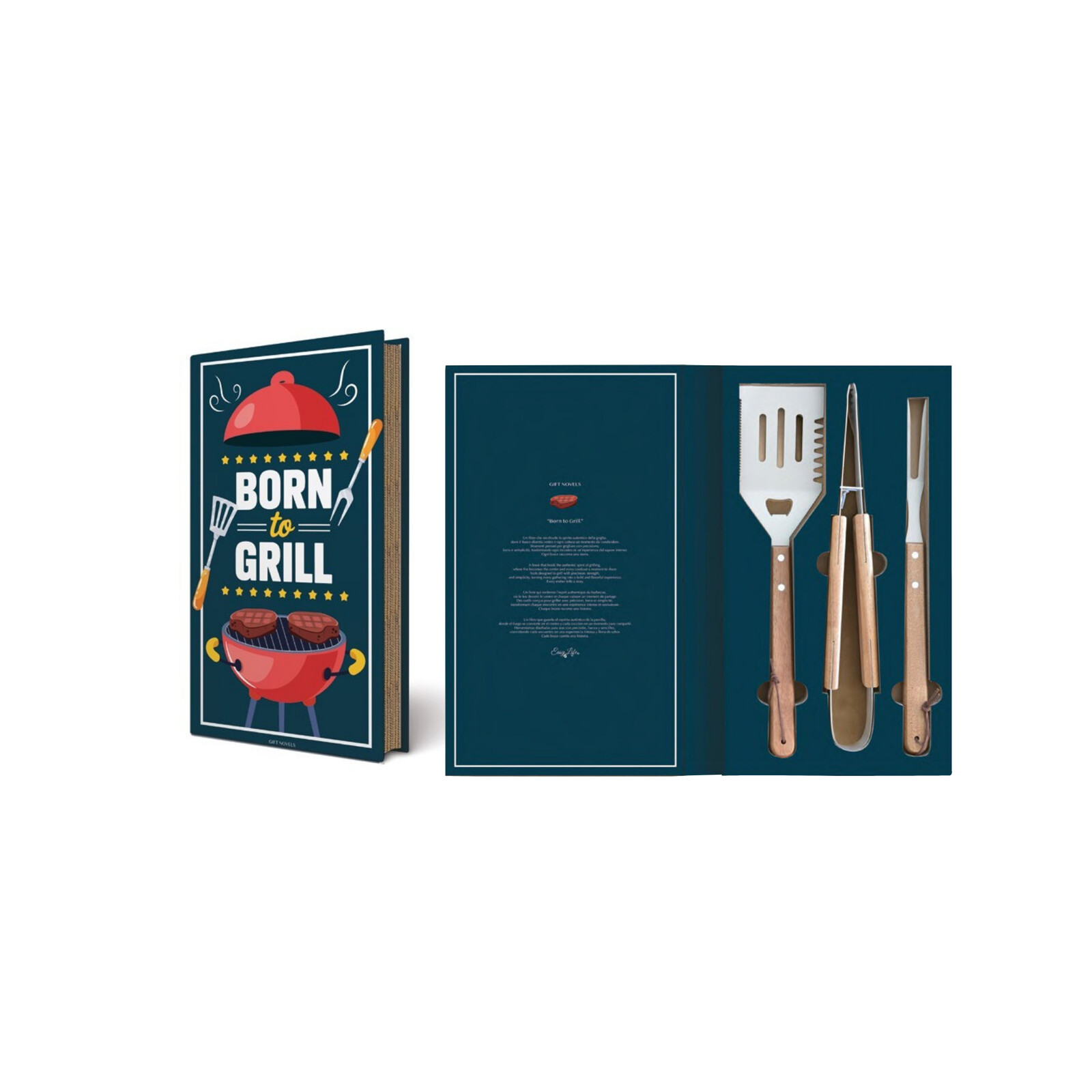 Coffret Barbecue Gift Novels - Pince, Spatule & Fourchette - Easy Life