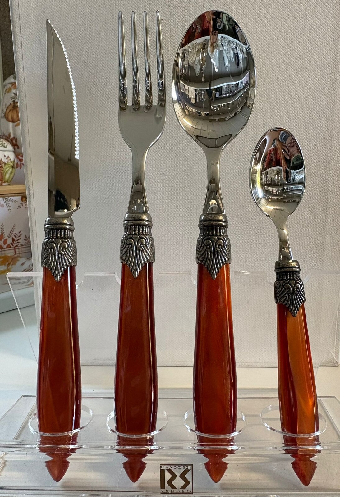 Couverts Rivadossi Classic manche orange ambre