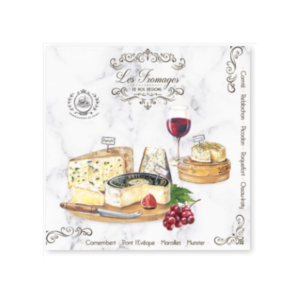 Lot de 20 serviettes en papier Les Fromages - 33 x 33 cm - Easy Life