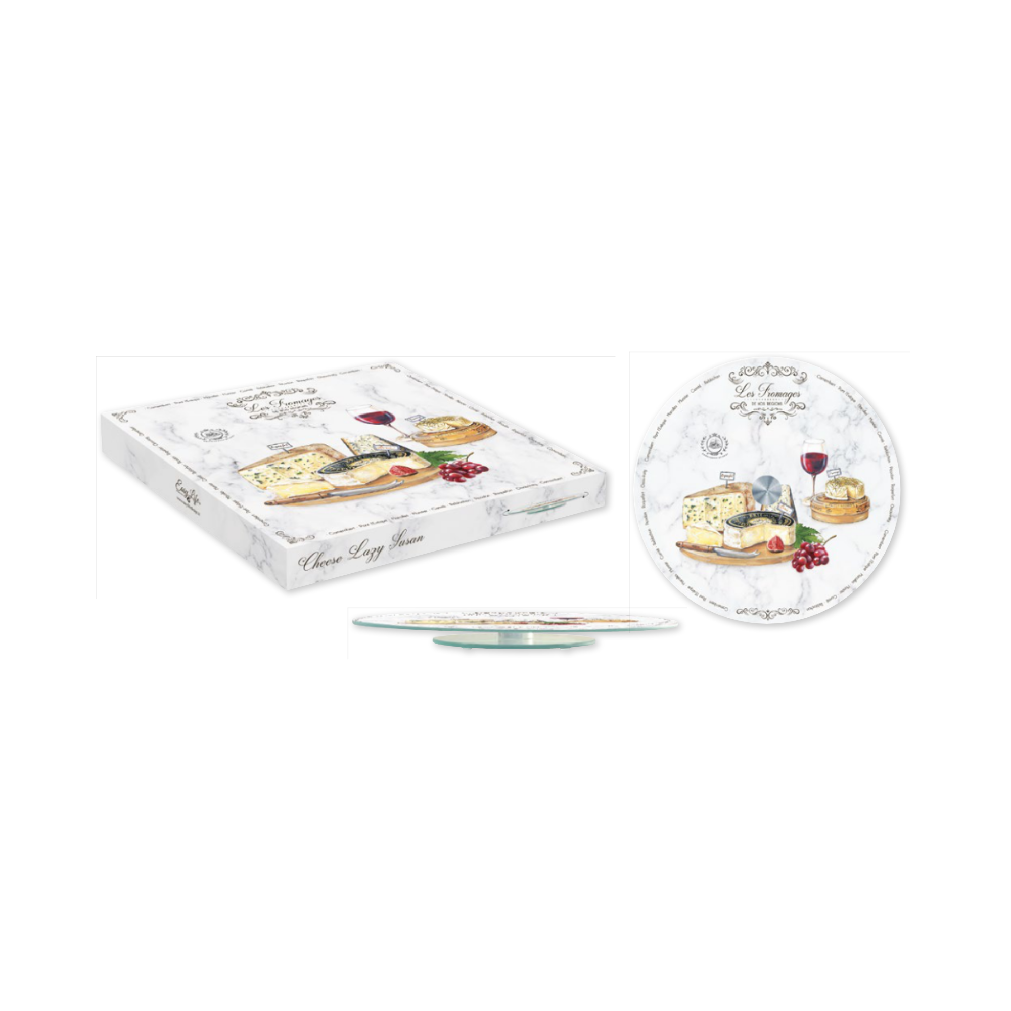 Plateau tournant à fromage Les Fromages en verre - Ø 32 cm - Easy Life