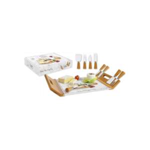 Plateau de service à fromage Les Fromages en bambou et verre - 44 x 28 cm - Easy Life