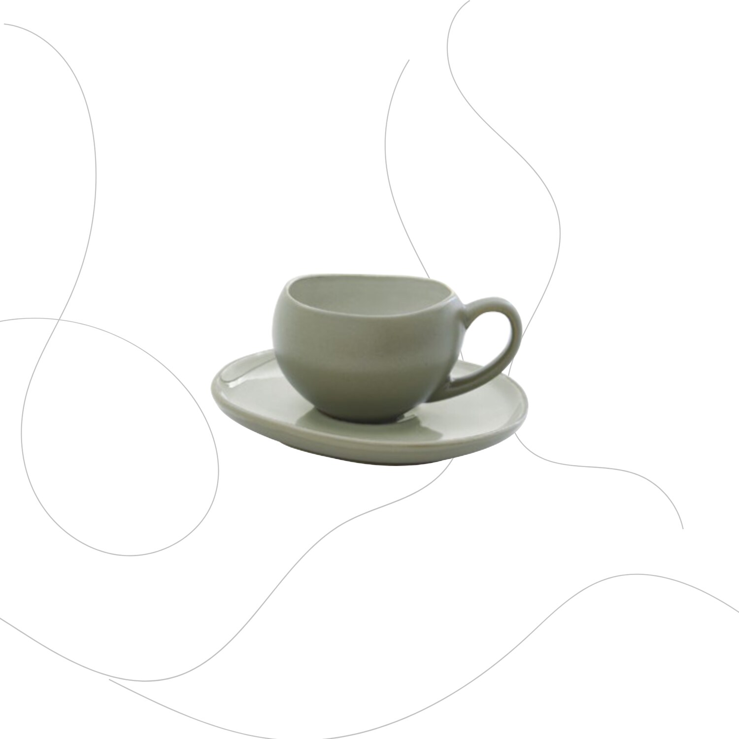 Tasse à café et sous-tasse Organica en grès sauge - 90 ml - Easy Life