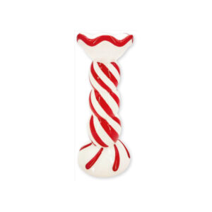 Bougeoir colonne sucre d'orge Ribbon en céramique peinte main - Ø9 x h19 cm - Easy Life