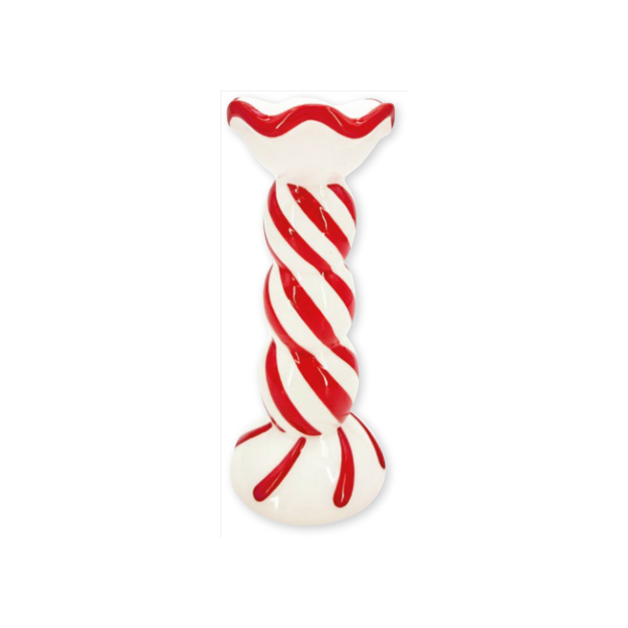 Bougeoir colonne sucre d'orge Ribbon en céramique peinte main - Ø9 x h19 cm - Easy Life