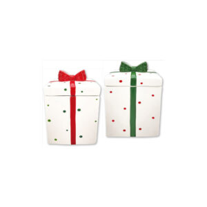 Bonbonnière paquet cadeau Ribbon en céramique peinte main - Ø13 x h20,5 cm - Easy Life