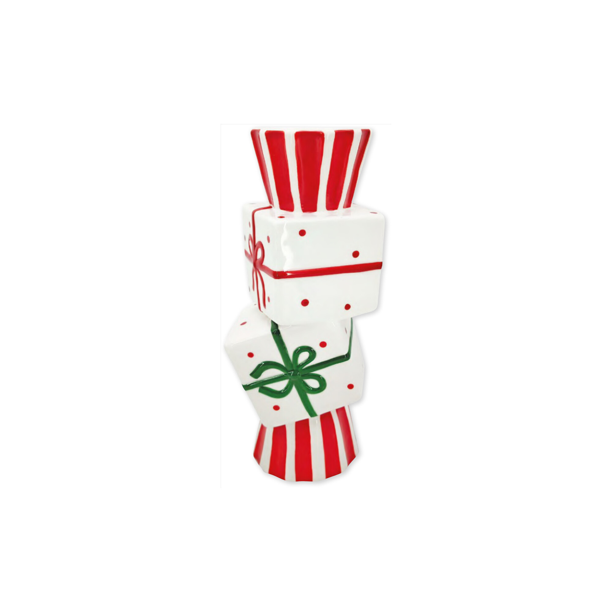 Grand vase totem empilé Ribbon en céramique peinte main - Ø11,5 x h31 cm - Easy Life