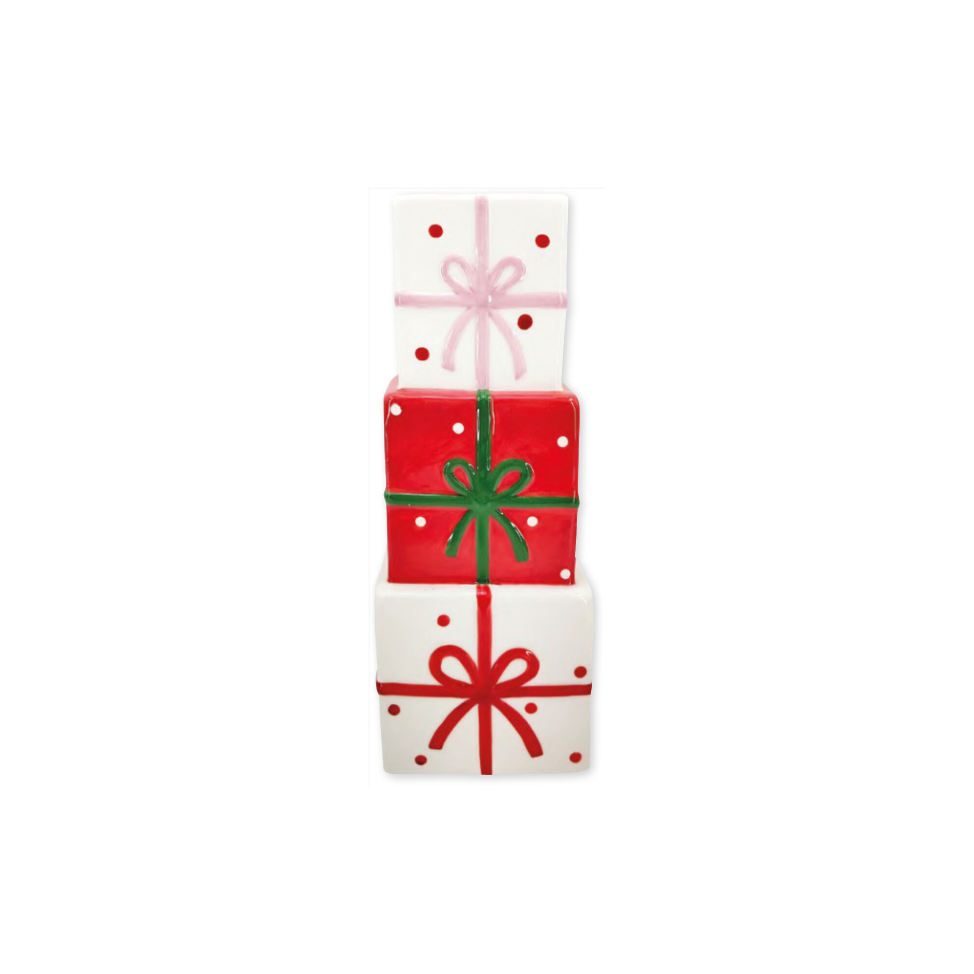 Vase totem paquets empilés Ribbon en céramique peinte main - Ø10,5 x h26,5 cm - Easy Life