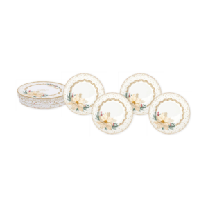 Set de 4 assiettes à dessert White Elegance en porcelaine, coffret cadeau - Ø19 cm - Easy Life