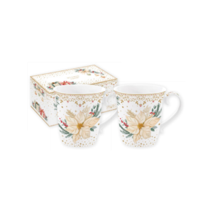 Set de 2 mugs White Elegance en porcelaine, coffret couleur - 275 ml - Easy Life