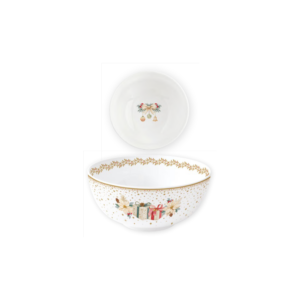 Bol White Elegance en porcelaine décor poinsettia ivoire et or - Ø15 cm - Easy Life