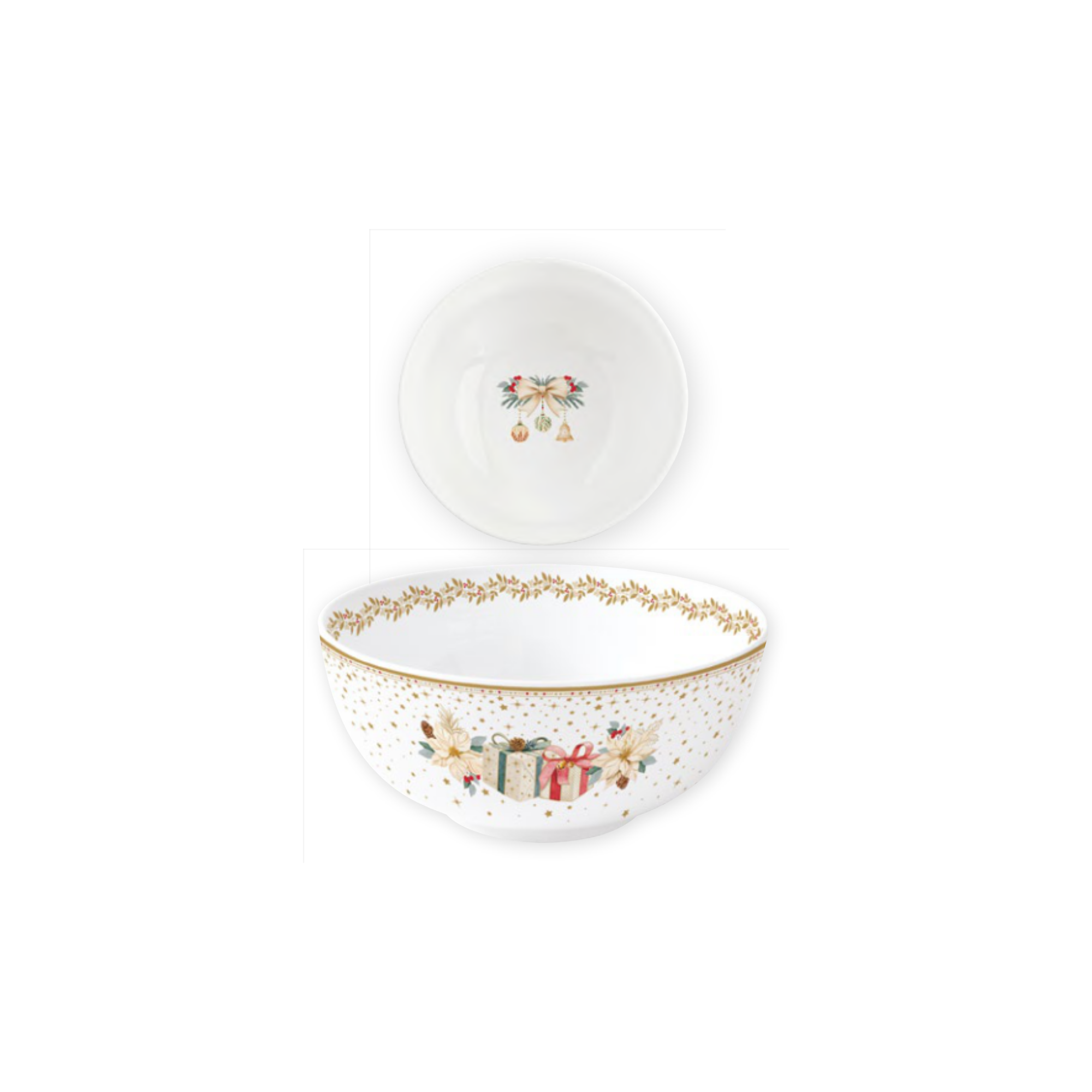 Bol White Elegance en porcelaine décor poinsettia ivoire et or - Ø15 cm - Easy Life