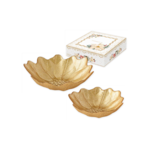 Set de 2 assiettes en verre doré White Elegance, coffret couleur - Ø18-21 cm - Easy Life