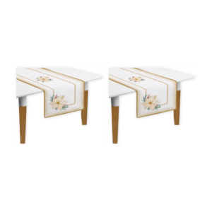 Set de 2 chemins de table White Elegance en coton - 45x140 cm - Easy Life