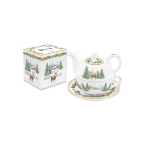 Tea for One White Forest en porcelaine, théière et tasse, coffret couleur - 350+350 ml - Easy Life