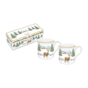 Set de 2 tasses White Forest en porcelaine, coffret cadeau - 300 ml - Easy Life