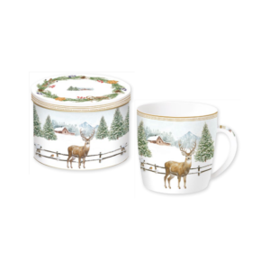 Tasse White Forest en porcelaine, boîte métal décorée - 350 ml - Easy Life