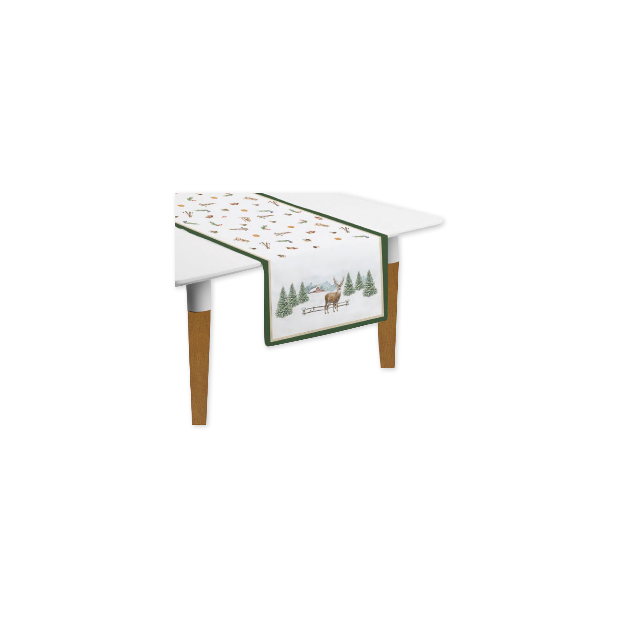 Set de 2 chemins de table White Forest en coton - 45x140 cm - Easy Life