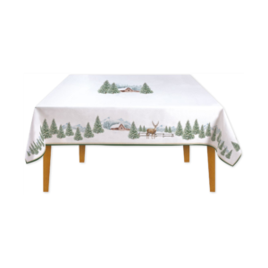 Nappe 12 personnes White Forest en coton - 145x250 cm - Easy Life